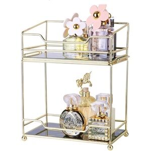 Gold and Black Two-Tier Organizer Rack
